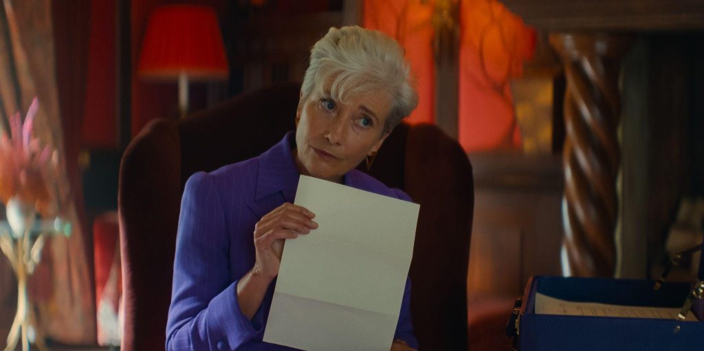 (L to R) Julia-Louis Dreyfus as the voice of Lily and Hugh Jackman as George Hardy in THE SHEEP DETECTIVES, from Amazon MGM Studios.